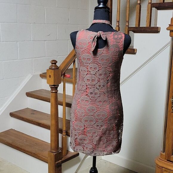 DARK Orange And Light Brown Skull Mini Dress - Picture 5 of 5